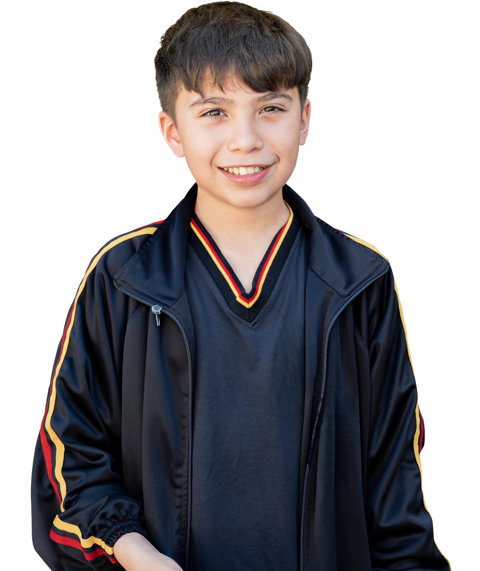 Niño sonriendo con su mochila escolar